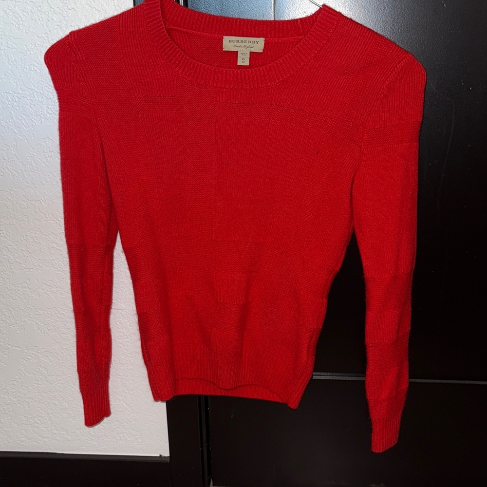 Burberry Bright Red Crew Neck Sweater size xs